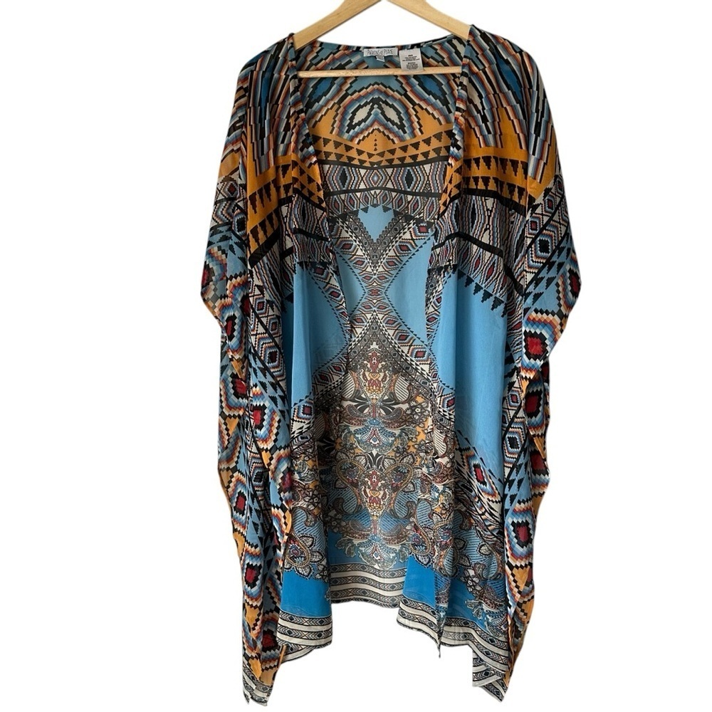 Patrons of Peace Bohemian Multicolor Kimono Flowy Festival Cardigan, XS/S